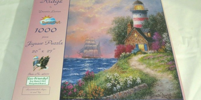 1600x1200 NEW SUNSOUT 1000 PIECE JIGSAW PUZZLE BEACON RIDGE LIGHTHOUSE by D LEWAN