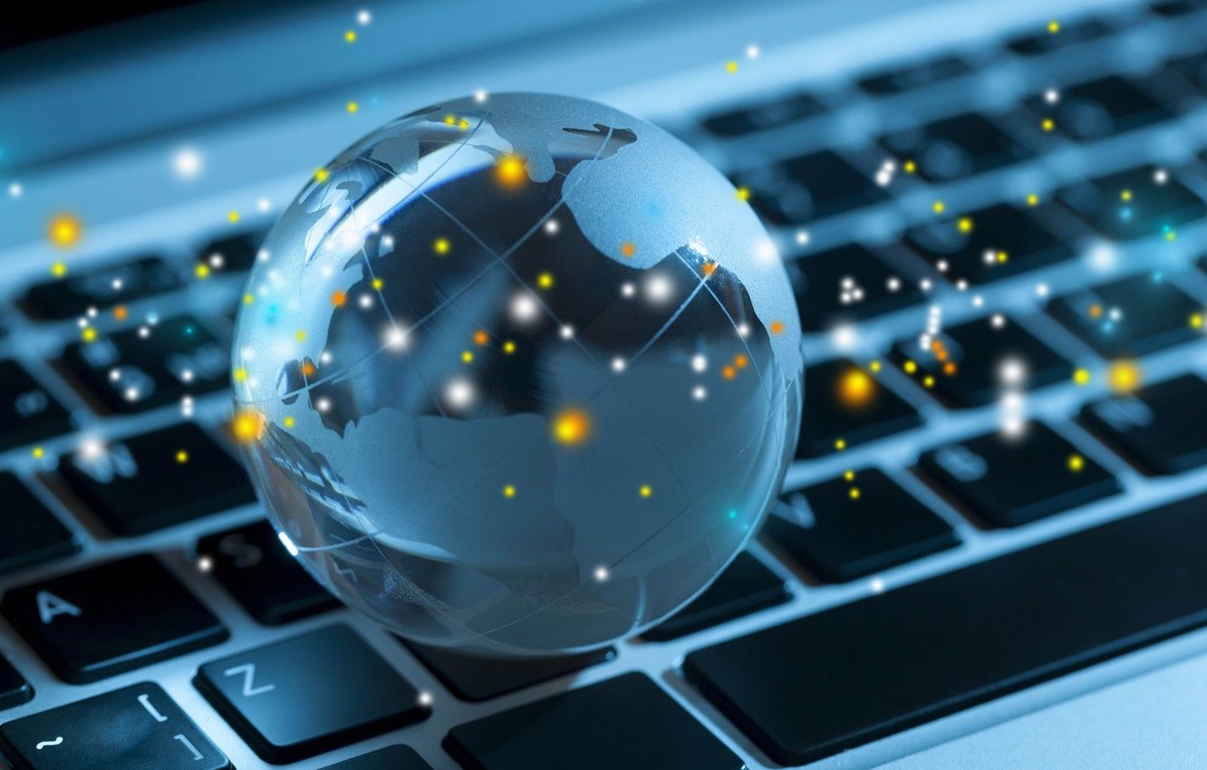 1332x850 Wallpaper computer, macro, light, glow, blur, keyboard, laptop