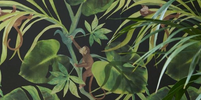 735x1102 Monkey Business by Clarke & Clarke - Ebony - Wallpaper - W0083/01 in