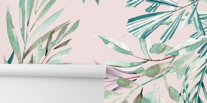 900x900 Light Pink Tropical removable wall mural