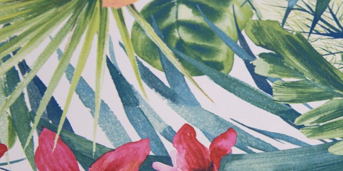 1000x1000 Aloha Tropical Wallpaper in Green from the Strata Collection by