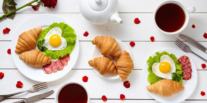 1280x853 Wallpapers Heart Fried egg Breakfast Croissant Cup Food