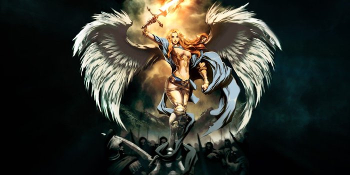 1920x1080 angels, wings, Kayle, Genzoman, swords :: Wallpapers