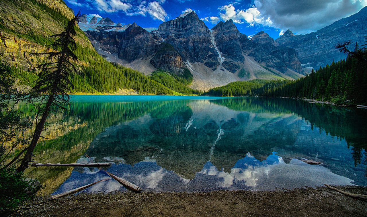 1280x757 Desktop Wallpapers Banff Canada Lake Moraine Nature Mountains Parks