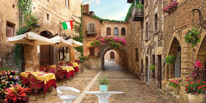 1600x1152 Fresco Wallpaper & Wall Murals - Street of Italy | Fototapet.art