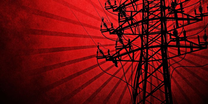 1920x1200 Red silhouettes power lines electricity pole vector art wallpaper