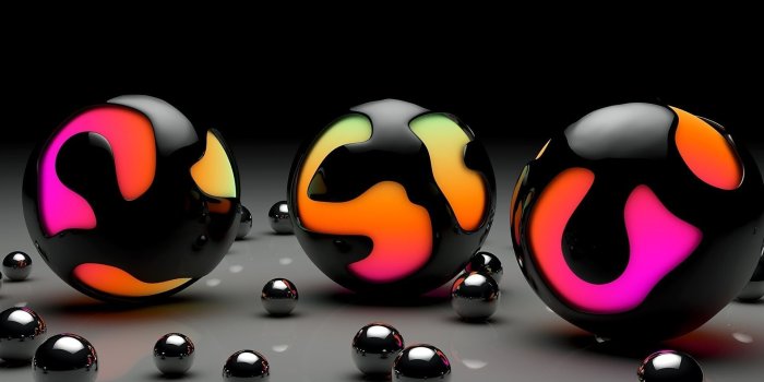1920x1200 Black paint imprisoning the colorful balls wallpaper - 3D wallpapers