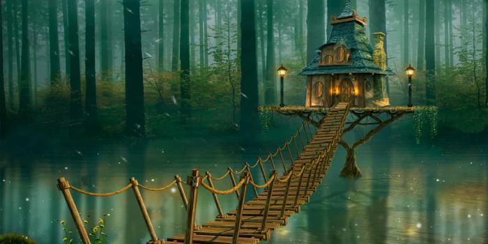 1379x1025 wallpaper, wall-art, decoration, Tree House and Magica forest,  Nursery,Magic House,Fairy Tale, Magic Lake,Fairytale forest,Gorgeous  WALLPAPER Art,