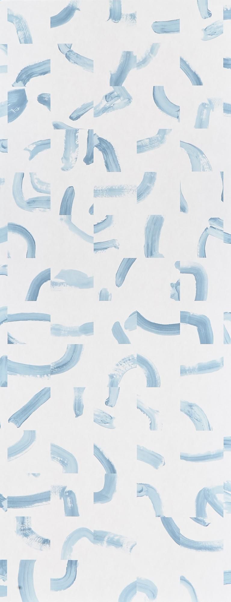 768x2003 Schumacher Caroline Hurley Sepiessa Wallpaper in Sky, Two Panel Set