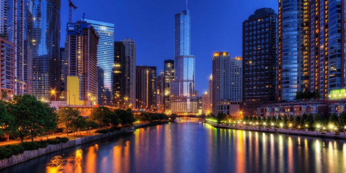 1920x1200 Chicago at night wallpaper - World wallpapers - #28356