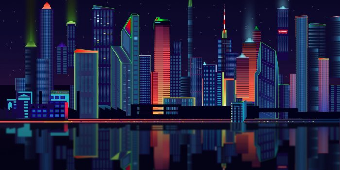 3840x2160 2D City Vector Panorama 4K wallpaper