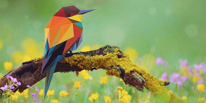 1920x1200 2D low poly bird on a branch :) : wallpapers