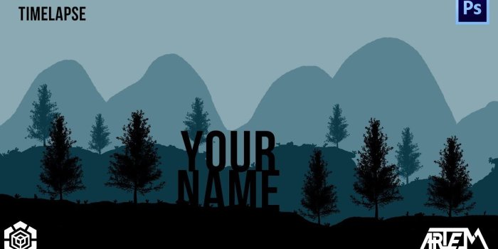 1280x720 Graphic Design 2D Silhouette Forest Wallpaper Timelapse // Photoshop cc