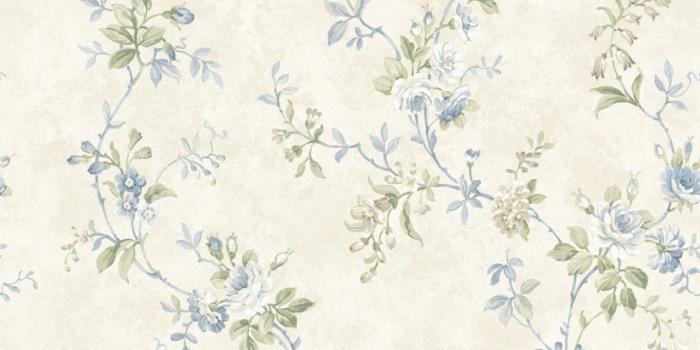 976x1000 Wallpaper floral cream light blue gloss 040838