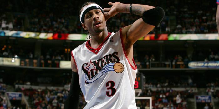 2000x1333 White and red NBA jersey, NBA, basketball, Allen Iverson