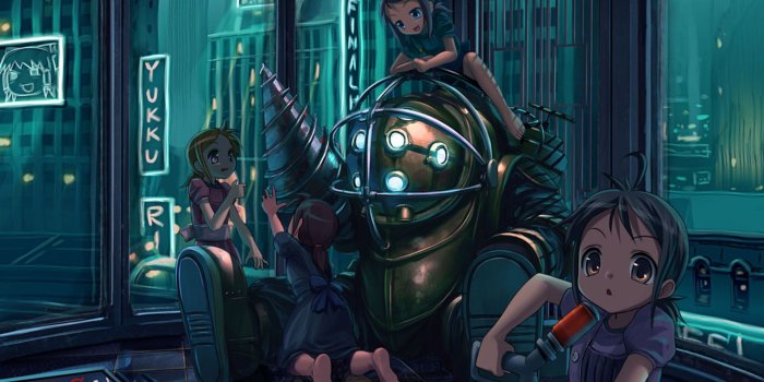 1920x1080 video games, Big Daddy, Little Sister, BioShock :: Wallpapers