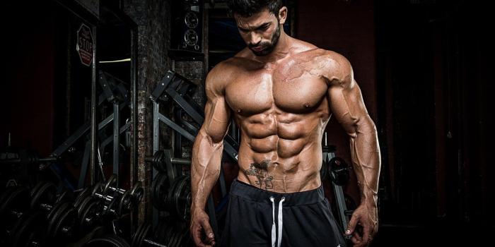 1332x850 Wallpaper pose, tattoo, muscle, muscle, tattoo, press, dumbbells