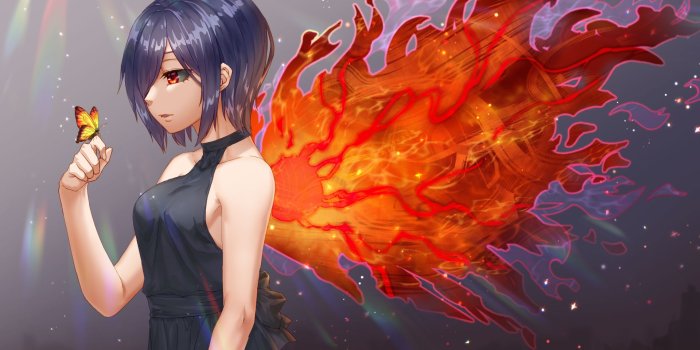1920x1200 Wallpaper of Anime, Touka Kirishima, Tokyo Ghoul, Fire background