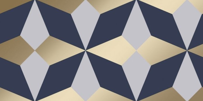 1000x1000 Nova Geometric Wallpaper Navy Gold