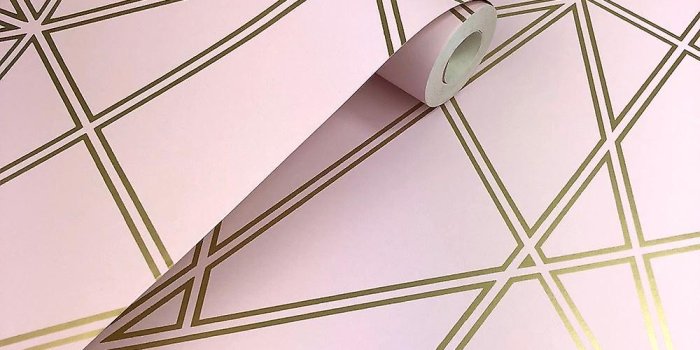 1000x1000 3D Apex Geometric Wallpaper Triangle Metallic Luxury Paladium Holden Décor  Pink/Gold