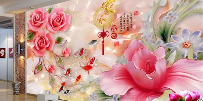 1000x800 US $9.0 40% OFF|Beibehang Custom any size 3D wallpaper home and rich jade  carving magnolia rose home decoration mural wallpaper for walls 3 d-in