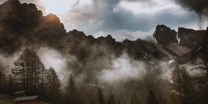 1332x850 Wallpaper Nature, Clouds, Mountains, Fog, Trees, Mountain, Forest