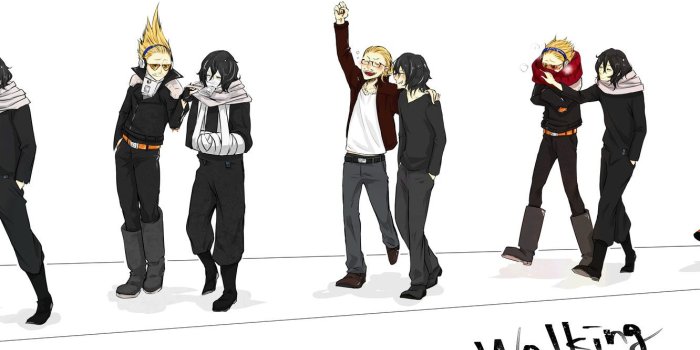 1332x850 Wallpaper anime, guys, friends, Boku no Hero Academy, Aizawa Shouta