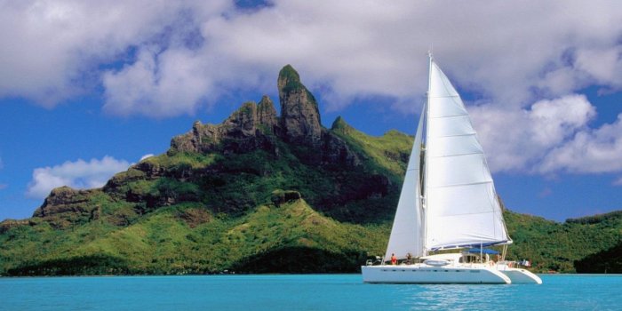 1244x700 French Polynesia catamaran lagoon Bora Bora wallpaper | 1920x1080