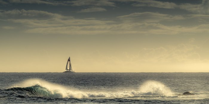 3840x2400 HD wallpaper: boat, catamaran, hawaii, horizon, kauai, ocean