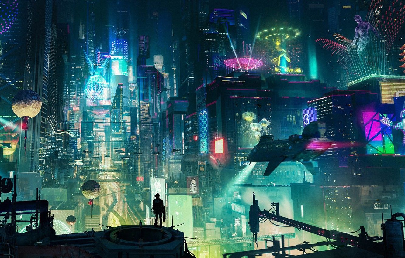 1332x850 Wallpaper Cyberpunk City, future Tokyo, artur sadlos, future tokyo