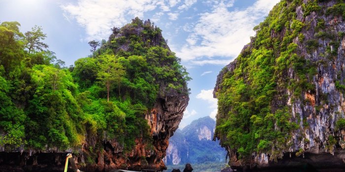 1332x850 Wallpaper landscape, nature, the ocean, rocks, boat, Bay, Thailand