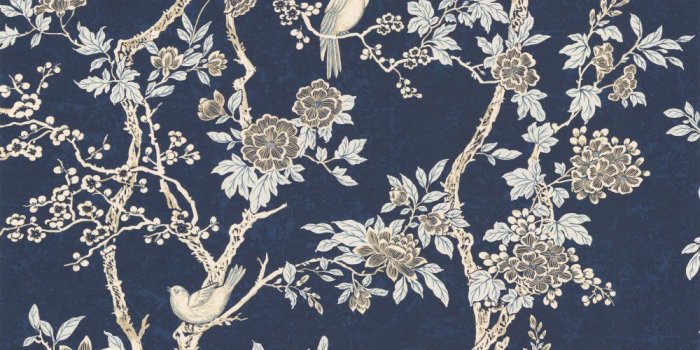 1000x933 Marlowe Floral by Ralph Lauren - Prussian Blue - Wallpaper - LWP30570W