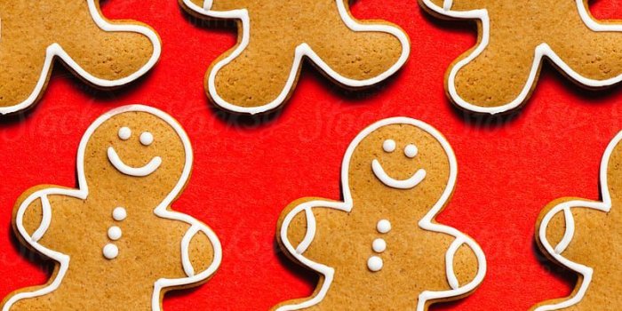 801x1200 Retro styled Christmas Gingerbread Man Wallpaper pattern, Stock