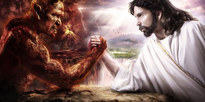 2560x1600 Jesus Vs Devil HD wallpaper