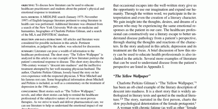 850x1100 PDF) Using Literature in Health Care: Reflections on “The Yellow