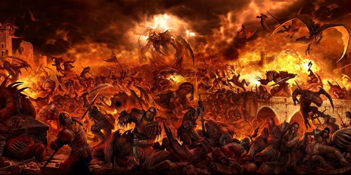 6000x2179 fantasy Art, Digital Art, Hell Wallpaper | background in 2019