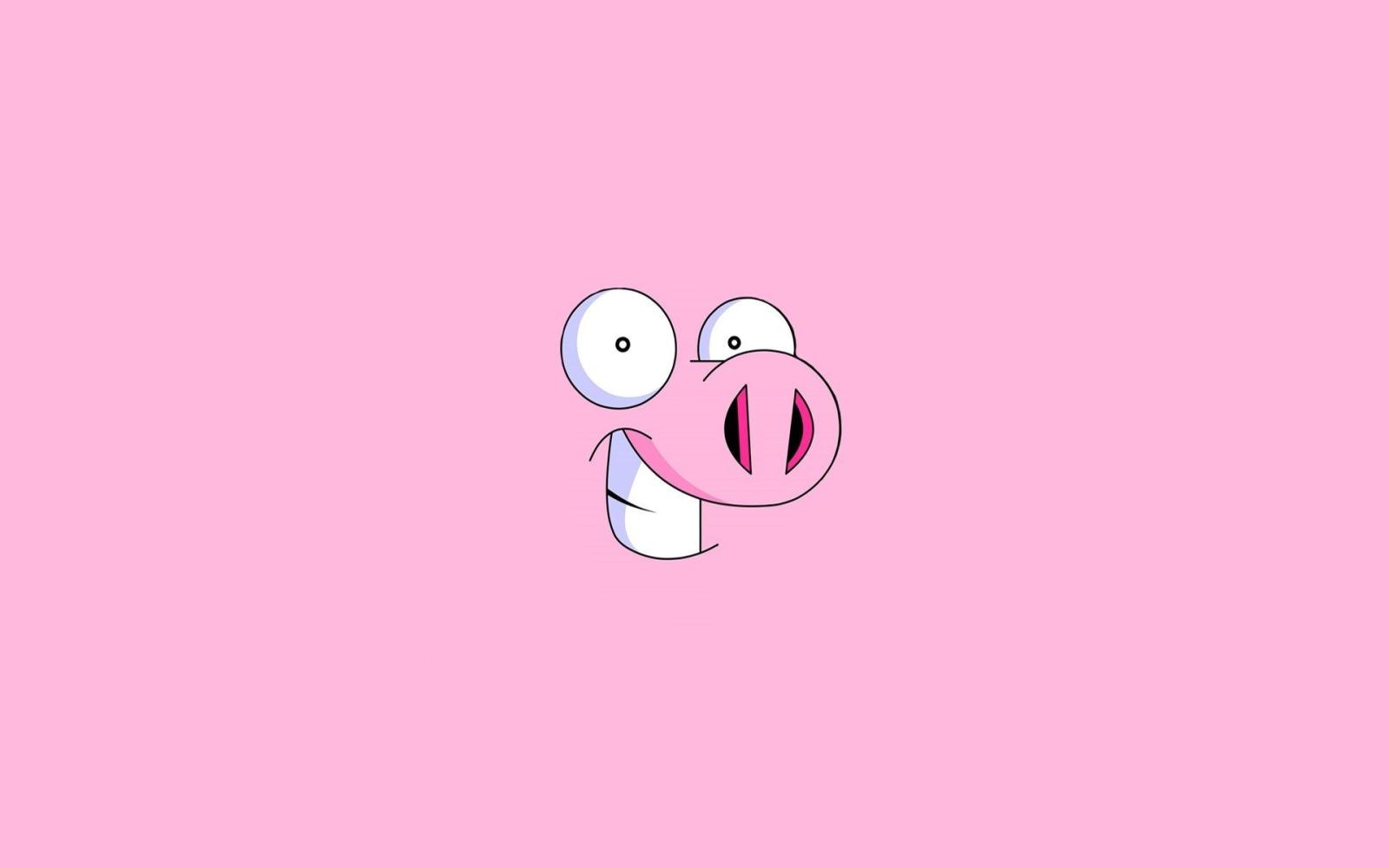 1920x1200 Happy Pink Pig Smile Minimal Flat Desktop Wallpaper