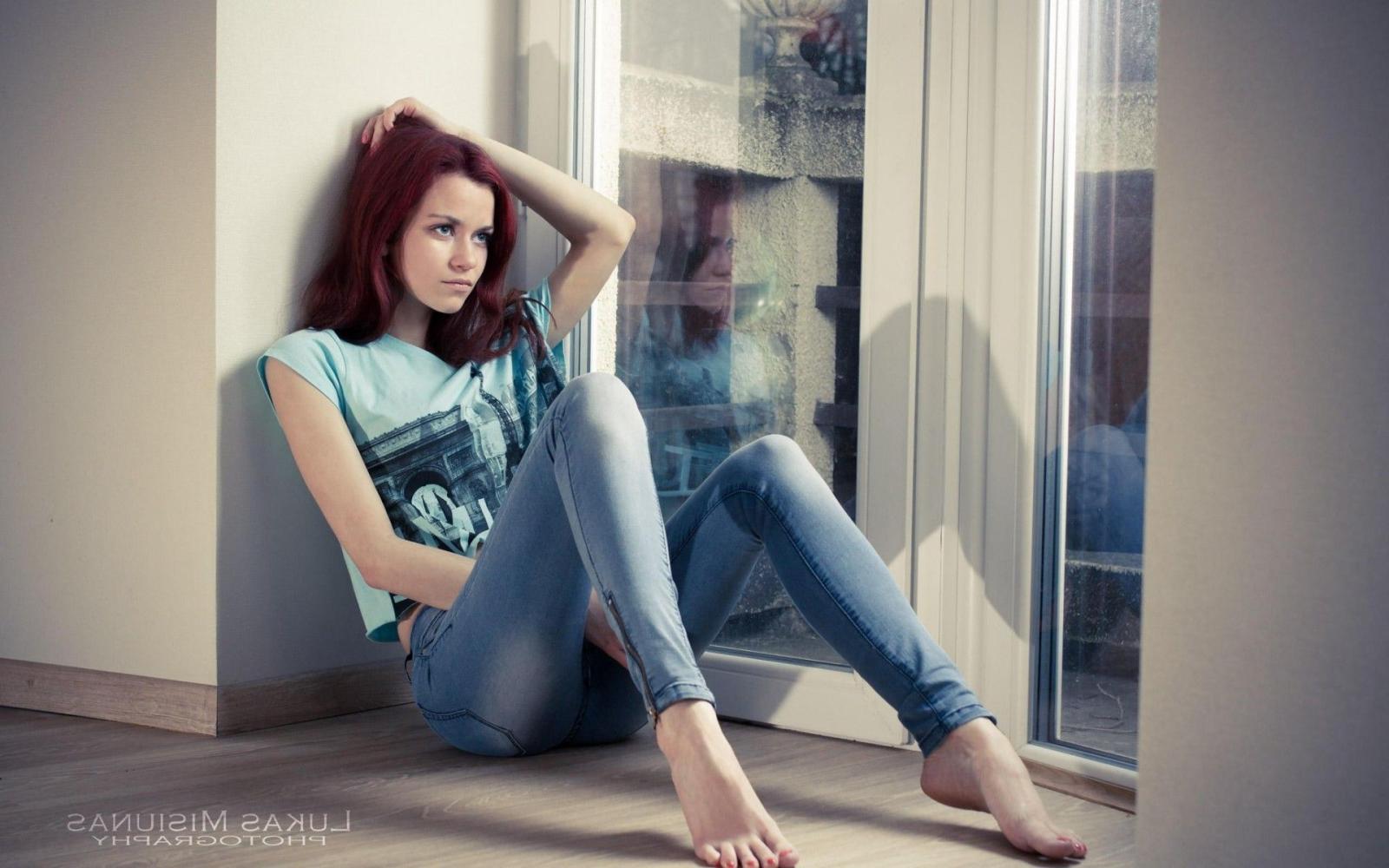 1920x1200 2888345 jeans barefoot redhead hands on head wallpaper and
