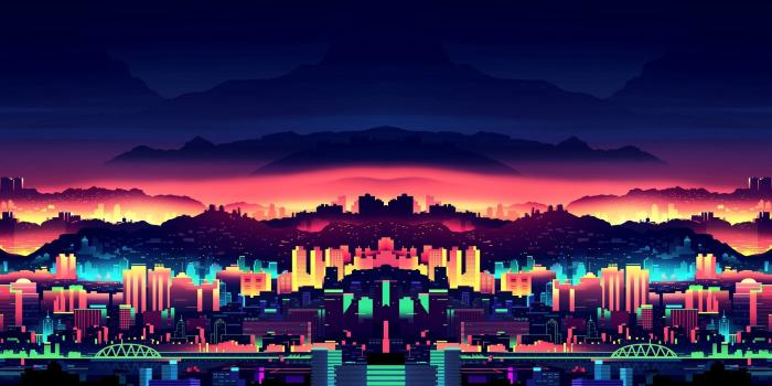 3840x1080 Neon city 3840x1080 wallpaper (1920x1080 versions included) | Neon