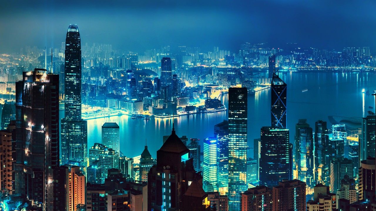 1280x720 Wallpaper Hong Kong, Nightscape, Cityscape, Skyline, HD, World, #2463