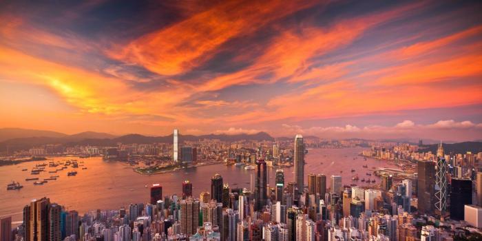 1234x700 Buildings Skyscrapers Sunset Clouds Aerial Hong Kong wallpaper