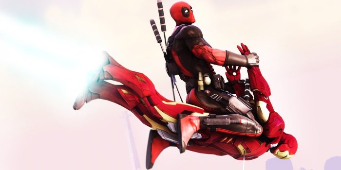 1920x1080 Deadpool Flying On Iron Man Funny Hd Wallpaper | HD Illusions
