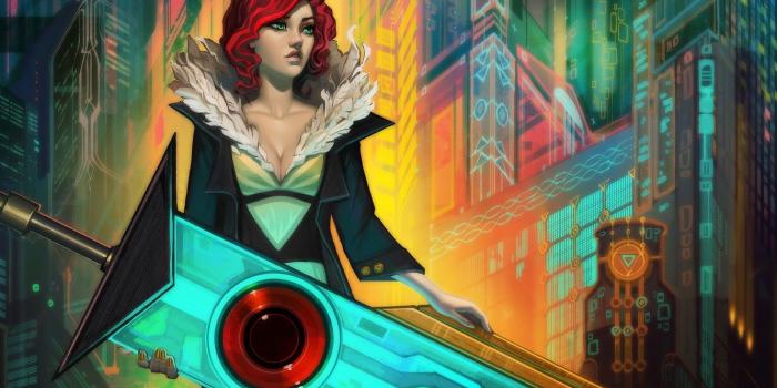 1332x850 Wallpaper girl, sword, art, red, transistor, Supergiant Games images