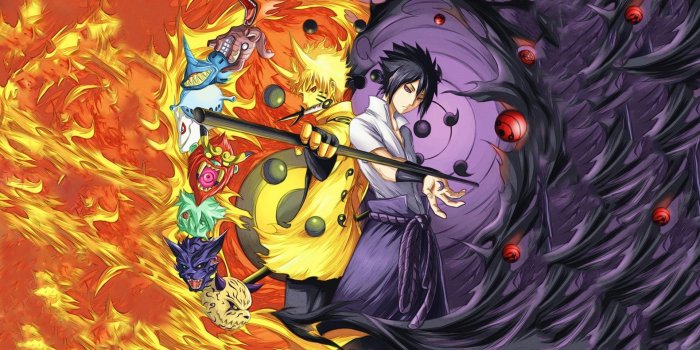 1920x1080 Wallpaper : 1920x1080 px, anime boys, Bijuu, fire, manga, Naruto