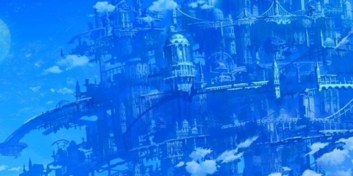 768x1280 Download 768x1280 Anime Floating City, Girl, Clouds, Fantasy World