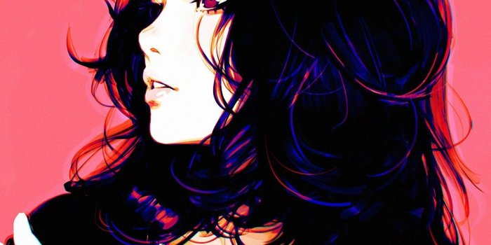 1080x1080 Wallpaper : illustration, long hair, artwork, black hair, graphic