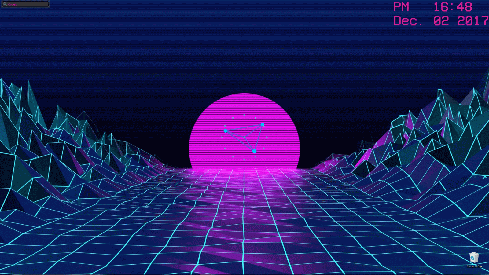 1920x1080 My new desktop. Thanks /u/antynus for the wallpaper! : outrun