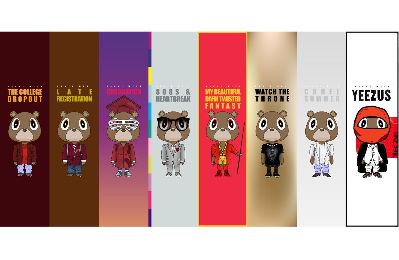 1279x833 Evolution of the Kanye West bear.... | Music | Kanye west tattoo