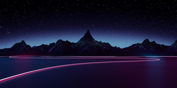 3840x2160 HD wallpaper: retrowave, neon, digital art, retro style, sky, sun