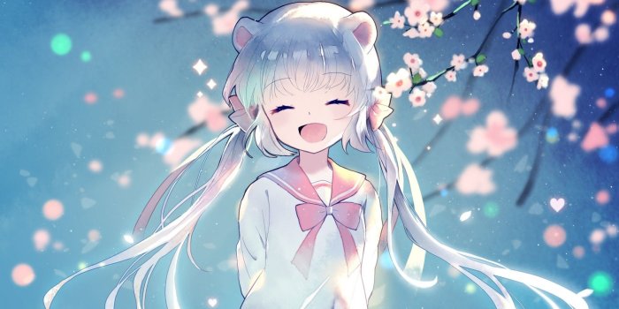 1920x1080 Download 1920x1080 Anime Girl, Happy Face, Twintails, Aqua Hair